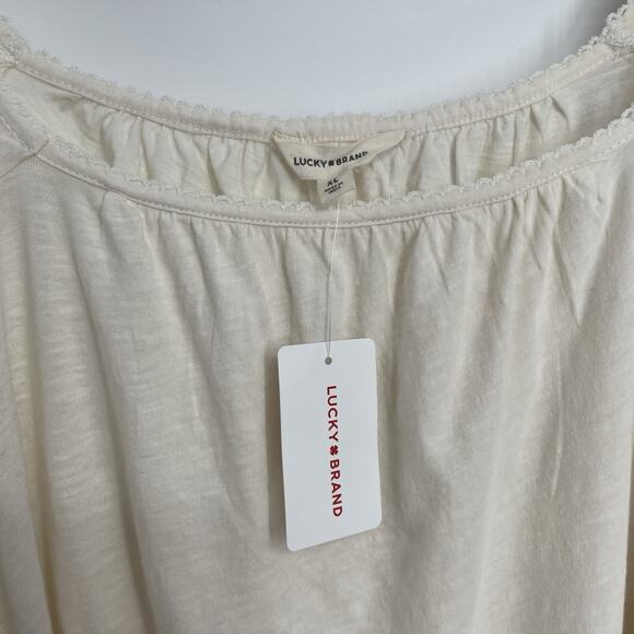 Lucky Brand Top Womens XL Embroidered Shirt Square Neck Boho Western Cottagecore - Picture 3 of 8